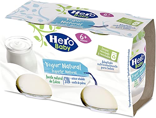 Hero Baby Tarritos de yogur natural - 6 packs de 2 tarritos de 190gr