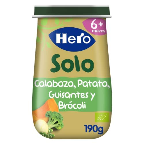 Hero Solo Tarritos ecológicos de Calabaza, Patatas, Guisantes y Brocoli - Pack de 12x190gr