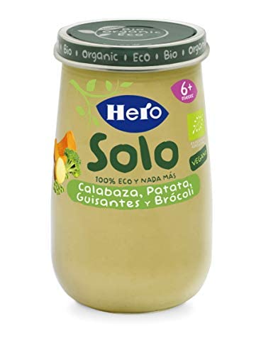 Hero Solo Tarritos ecológicos de Calabaza, Patatas, Guisantes y Brocoli - Pack de 12x190gr