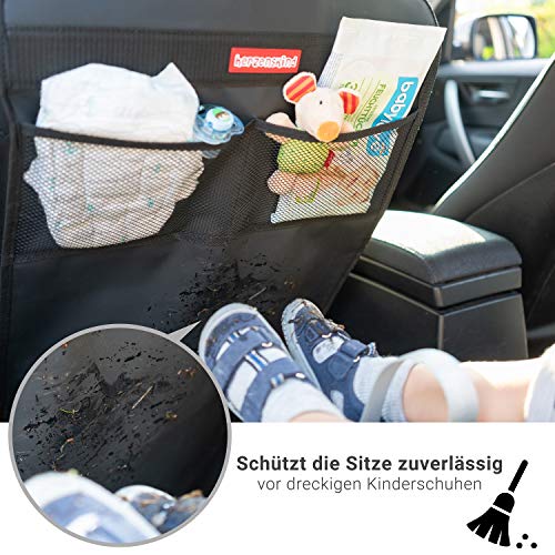 HerzensKind Protector de respaldo - Protege los asientos de coche de la suciedad y el daño de los zapatos de los niños. Ideal para conducir con niños.