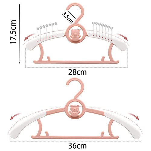 HGYZE - Juego de 20 perchas apilables con gancho para osito, ajustables y antideslizantes, para ropa, ahorra espacio, color rosa
