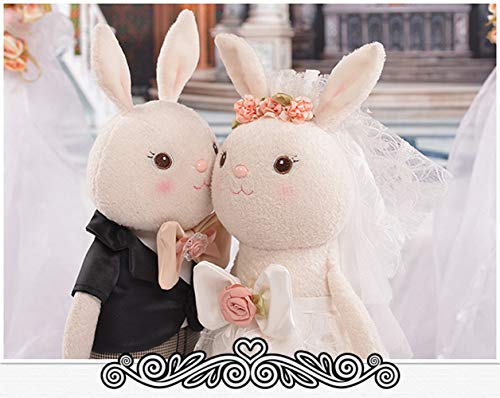 HIL 38Cm 2 Piezas Conejito De Boda Juguetes De Peluche Muñeca De Trapo Suave Adornos De Decoración del Hogar Juguetes De Los Niños Muñeco De Peluche Apto para Abrazos Regalos Creativos,A