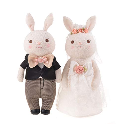 HIL 38Cm 2 Piezas Conejito De Boda Juguetes De Peluche Muñeca De Trapo Suave Adornos De Decoración del Hogar Juguetes De Los Niños Muñeco De Peluche Apto para Abrazos Regalos Creativos,A