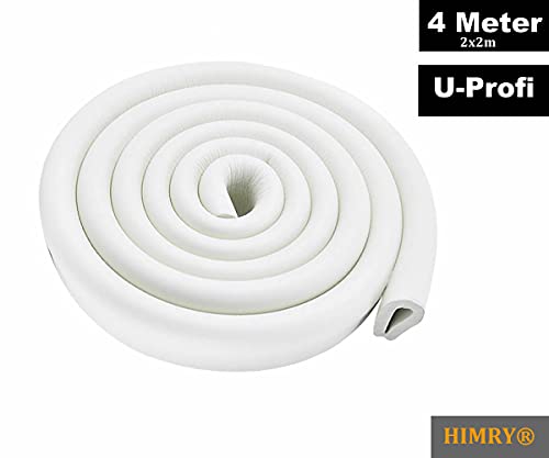 HIMRY® 4 Metros Protector Borde Forma de U, Espuma para Borde de Mesa de Vidrio, Anticolisión Tira para Bebés y niños, Protectores para Bordes, Extra DENSOS. 2x2M, Off-Bianco KXD7003 Off-White