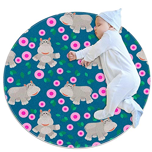 Hipopótamo infantil ultra suave algodón bebé niños alfombra área redonda alfombra juego niño 70x70cm