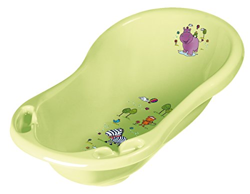 Hippo verde Baby bañera XXL 100 cm con Tapón + bañera Soporte + asiento de baño + Tubo de desagüe