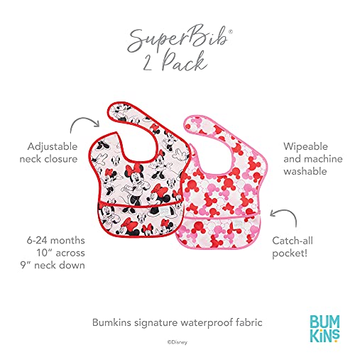 Hippychick BUMKS2DMN1 Bumkins - Disney Súper babero baberos - 2 Paquete de Minnie Mouse