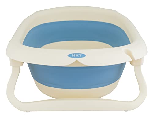 HKT® Bañera de bebé azul para niños pequeños recién nacidos, portátil, plegable, plegable, plegable, grande, lavabo, piscina y 3 patos de tiempo de baño incluidos