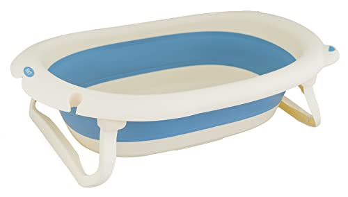 HKT® Bañera de bebé azul para niños pequeños recién nacidos, portátil, plegable, plegable, plegable, grande, lavabo, piscina y 3 patos de tiempo de baño incluidos