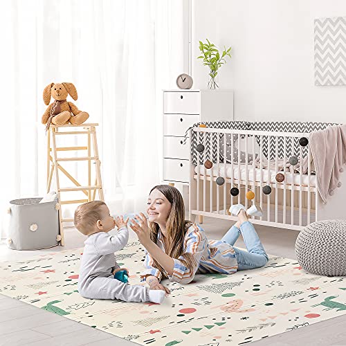 HOMCOM Alfombra Infantil Plegable Acolchado 2 Caras Alfombrilla de Juegos para Bebé Reversible Impermeable Antideslizantes con Superficie Grande 200x150 cm Multicolor