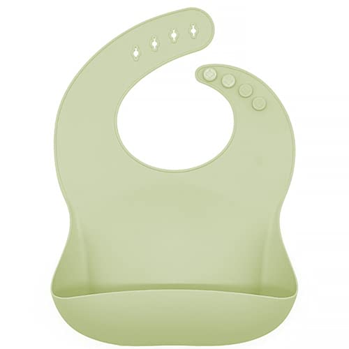 HOMYBABY® Babero silicona bebe | Baberos impermeables bebe ajustable y resistente | Babero bebe recien nacido con bolsillo para comida | Diseño moderno unisex | Fácil de limpiar, seguro,ligero [GREEN]