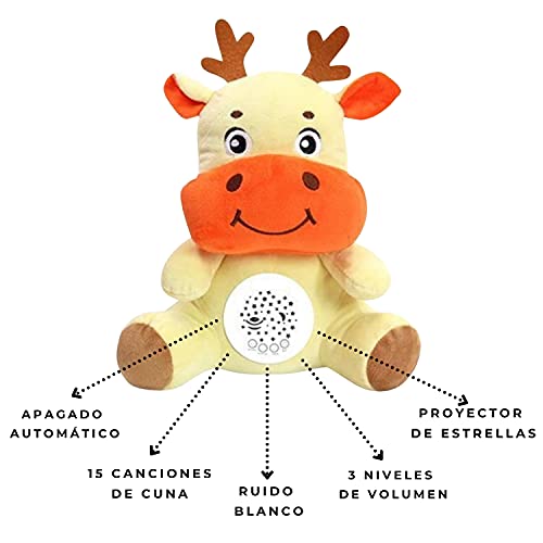 HuBorns - Peluche Ruido Blanco Bebe - Peluche bebe Recien Nacido - Ruido Blanco Bebe - Luz Quitamiedos Infantil - Regalos para Recién Nacidos