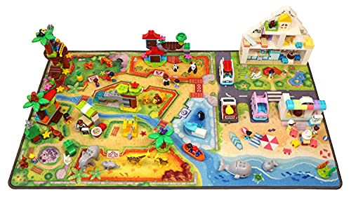 HuggyPlay alfombra de juego para niños zoo alfombra infantil 90 x 150 cm