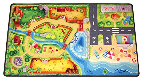 HuggyPlay alfombra de juego para niños zoo alfombra infantil 90 x 150 cm