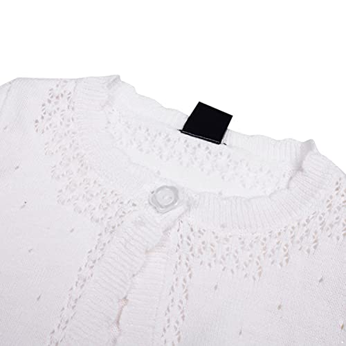 IEFIEL Bolero Niña de Vestido de Fiesta Niña Chaqueta de Punto de Comunion Niña Chaqueta Elegante Manga Larga de Ceremonia Jersey Blanco 18-24 Meses