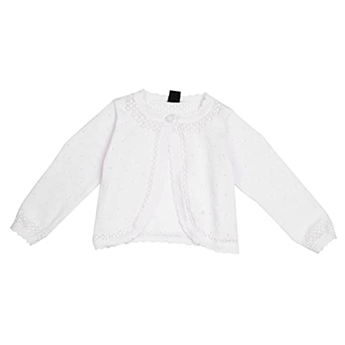 IEFIEL Bolero Niña de Vestido de Fiesta Niña Chaqueta de Punto de Comunion Niña Chaqueta Elegante Manga Larga de Ceremonia Jersey Blanco 18-24 Meses