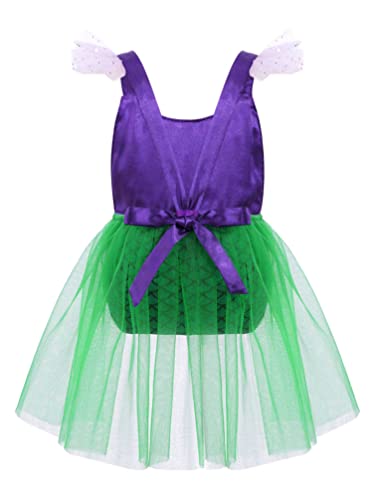 iiniim Bañador Bebé Niña Trajes de Baño de Una Pieza Lunares con Falda Corto Bowknot Bikini Ropa de Baño Infantil Tankini Princesa Verano para Niñas Bebés 3 Meses a 3 Años Morado&Verde 0-3 Meses