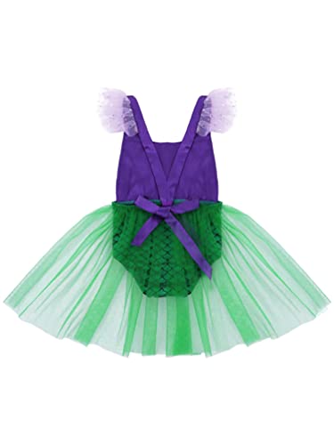 iiniim Bañador Bebé Niña Trajes de Baño de Una Pieza Lunares con Falda Corto Bowknot Bikini Ropa de Baño Infantil Tankini Princesa Verano para Niñas Bebés 3 Meses a 3 Años Morado&Verde 0-3 Meses