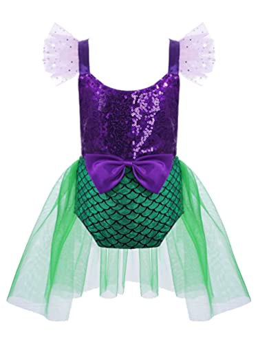 iiniim Bañador Bebé Niña Trajes de Baño de Una Pieza Lunares con Falda Corto Bowknot Bikini Ropa de Baño Infantil Tankini Princesa Verano para Niñas Bebés 3 Meses a 3 Años Morado&Verde 0-3 Meses