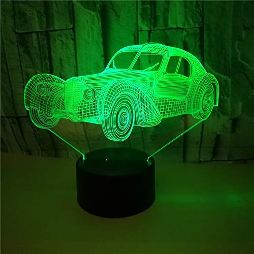 Illusion 3D Night Light Classic Cars Lámpara de escritorio de mesa LED 7 colores que cambian USB Power Touch Switch Decoración Lámpara para niños Regalos de cumpleaños de Navidad