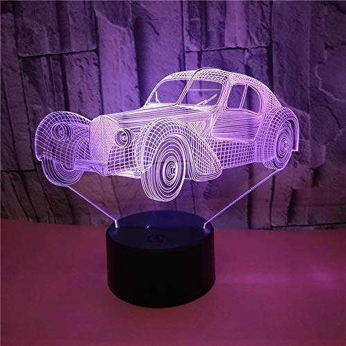 Illusion 3D Night Light Classic Cars Lámpara de escritorio de mesa LED 7 colores que cambian USB Power Touch Switch Decoración Lámpara para niños Regalos de cumpleaños de Navidad