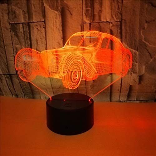 Illusion 3D Night Light Classic Cars Lámpara de escritorio de mesa LED 7 colores que cambian USB Power Touch Switch Decoración Lámpara para niños Regalos de cumpleaños de Navidad