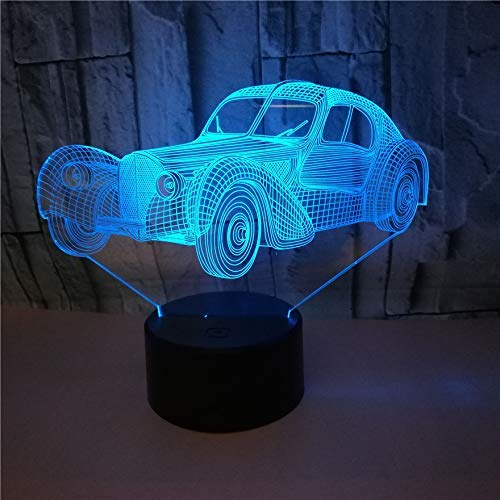 Illusion 3D Night Light Classic Cars Lámpara de escritorio de mesa LED 7 colores que cambian USB Power Touch Switch Decoración Lámpara para niños Regalos de cumpleaños de Navidad