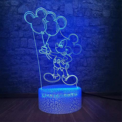 Ilusión 3D Lámpara Luz Nocturna Infantil Lámpara Mickey Mouse 7 Colores Control Remoto Toque Juguetes Decoración Navidad Regalo De Cumpleaños