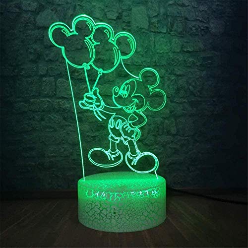 Ilusión 3D Lámpara Luz Nocturna Infantil Lámpara Mickey Mouse 7 Colores Control Remoto Toque Juguetes Decoración Navidad Regalo De Cumpleaños