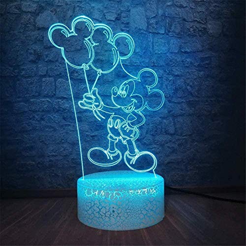 Ilusión 3D Lámpara Luz Nocturna Infantil Lámpara Mickey Mouse 7 Colores Control Remoto Toque Juguetes Decoración Navidad Regalo De Cumpleaños