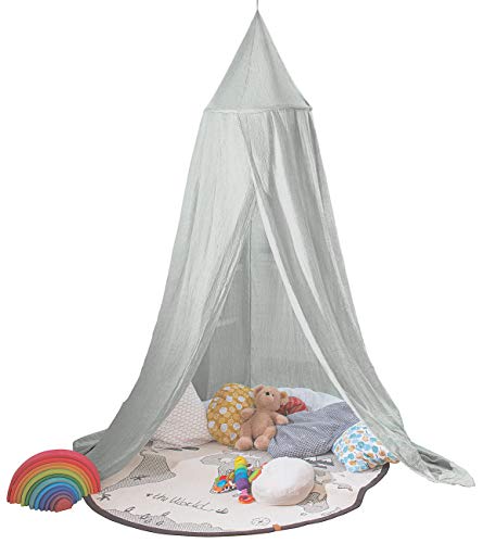 infactory pabellón niños: Marquesina infantil con protección contra insectos, Gris, plegable (Cama con dosel)