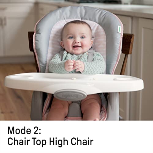 Ingenuity - Trona de Bebe Evolutiva Trío 3 en 1 Flora el Unicornio - Silla y Asiento Elevador para Niños, bandeja Extraíble, Fácil de Limpiar, Arnés de 5 Puntos, hasta 22kg, a partir de 6 Meses