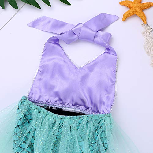 inhzoy Traje de Baño Princesa Sirenita para Bebé Niña Bañador Cuello Halter Disfraz de Sirena Lentejuelas Ropa Playa Natación Vacaciones Verano Lago Azul 2 Años