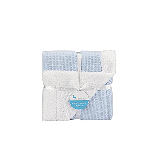 Interbaby Manta Nido de Abeja con borreguito para bebés en color azul