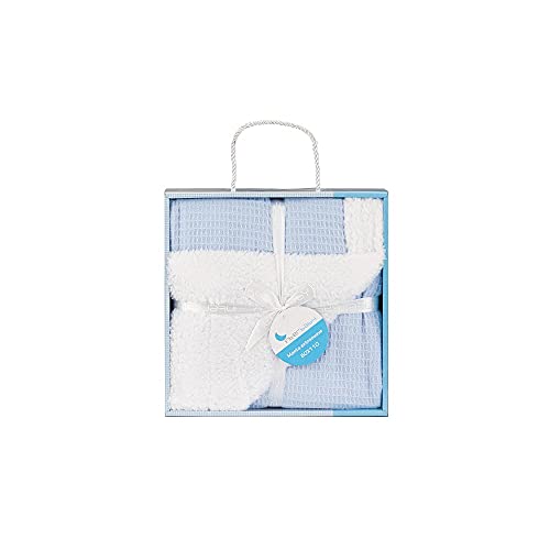 Interbaby Manta Nido de Abeja con borreguito para bebés en color azul