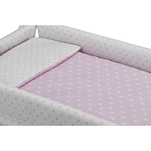 Interbaby Minicuna de Madera con Textil Estrellas, 90042-02, Rosa