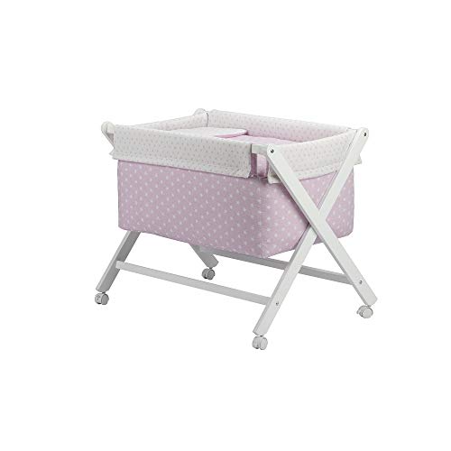 Interbaby Minicuna de Madera con Textil Estrellas, 90042-02, Rosa