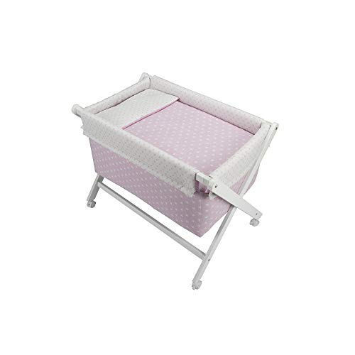 Interbaby Minicuna de Madera con Textil Estrellas, 90042-02, Rosa