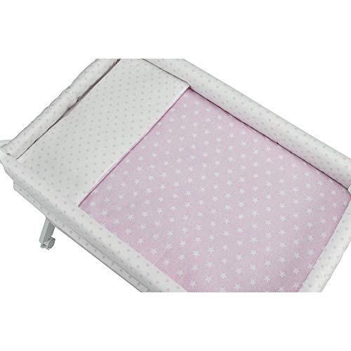 Interbaby Minicuna de Madera con Textil Estrellas, 90042-02, Rosa