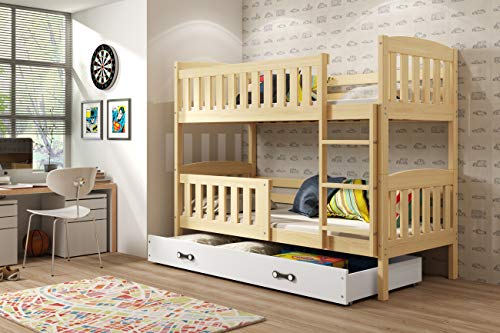 Interbeds Litera Infantil Jacob 190 * 80, con colchones de Espuma, somieres y cajón Gratis, Color Pino- Precio MAS BAJO por Tiempo Limitado!