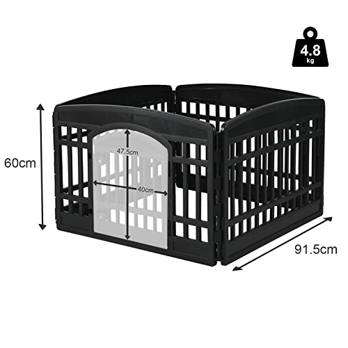 Iris Ohyama, Parque para Perros/Parque para Cachorros, Puerta con pestillo, Clips para un fácil Montaje y desmontaje, Resistente a la Intemperie, para Perro - Pet Circle CI-604E - Negro