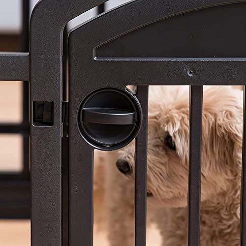 Iris Ohyama, Parque para Perros/Parque para Cachorros, Puerta con pestillo, Clips para un fácil Montaje y desmontaje, Resistente a la Intemperie, para Perro - Pet Circle CI-604E - Negro