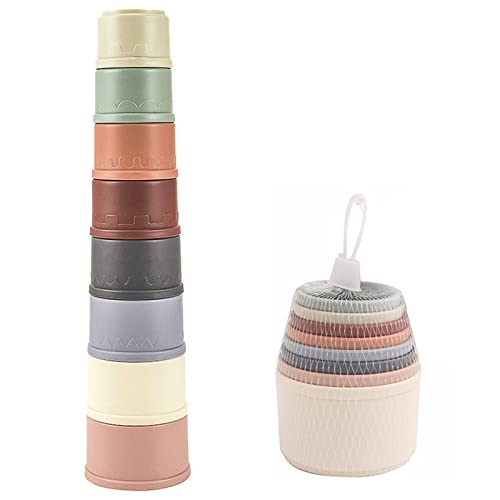 ISOI Tazas Apilables Bebe Coloridas, Tazas Apilables para Niños Pequeños, Educativos Cubos Apilables para Clasificar y Apilar, Regalos para Bebes por Juguete para Baño, Playa, Casa