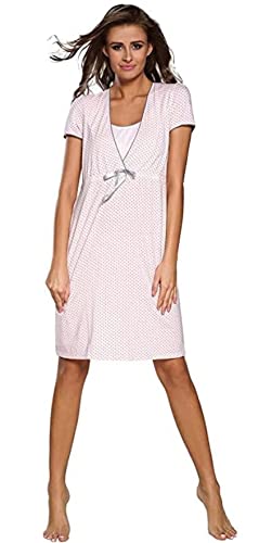 Italian Fashion IF Camisón Nacimiento de Mujer Camisón de enfermería Ropa de Dormir Ropa de Maternidad con una Camisa de Nacimiento con Botones completos para Mujeres Embarazadas (Albaricoque, Large)