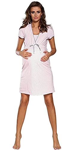 Italian Fashion IF Camisón Nacimiento de Mujer Camisón de enfermería Ropa de Dormir Ropa de Maternidad con una Camisa de Nacimiento con Botones completos para Mujeres Embarazadas (Albaricoque, Large)