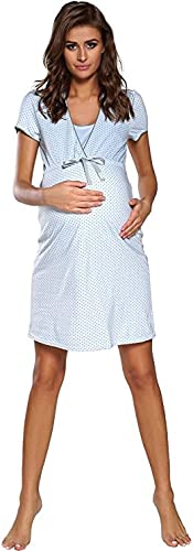 Italian Fashion IF Camisón Nacimiento de Mujer Camisón de enfermería Ropa de Maternidad con una Camisa de Nacimiento con Botones completos para Mujeres Embarazadas