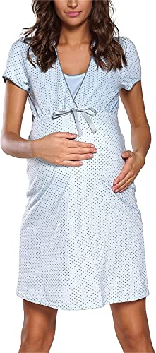 Italian Fashion IF Camisón Nacimiento de Mujer Camisón de enfermería Ropa de Maternidad con una Camisa de Nacimiento con Botones completos para Mujeres Embarazadas