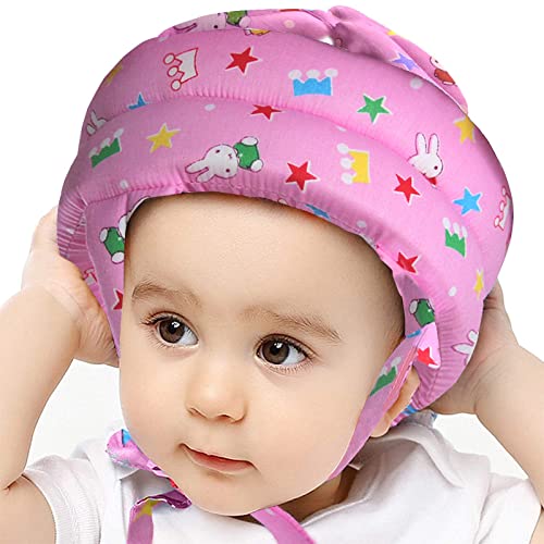 IULONEE Baby Helmet Sombrero Gorra Bebé Antigolpes para Proteger Cabeza Aprender Gatear Andar Caminar Casco Protector (Conejo Rosa)