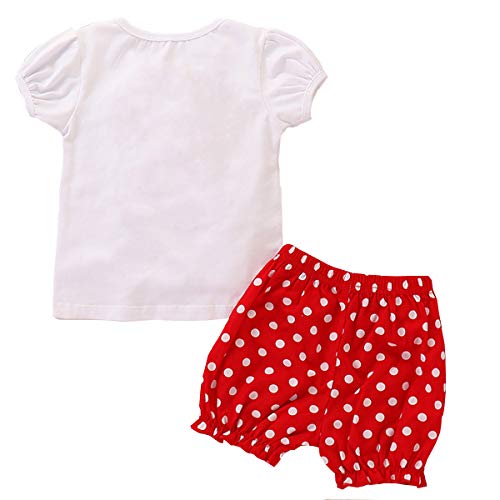 IWEMEK Conjunto de ropa de verano de algodón de manga corta con tops y pantalones cortos con diseño de ratón en 3D, para niños y bebés, de 1 a 5 años, 1, 12-18 Meses