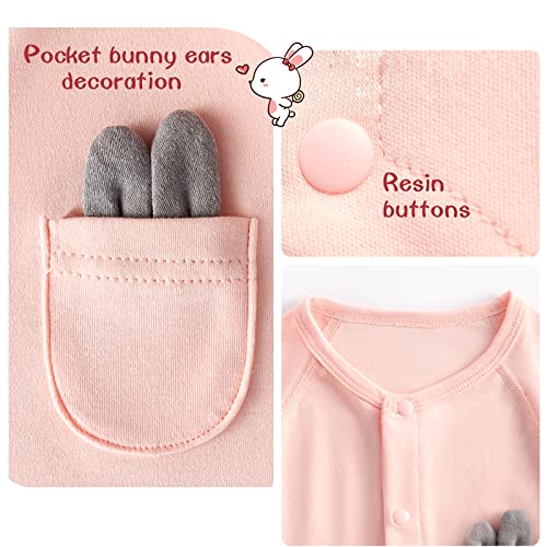 JAHQLIGHT Bebé Niños Niñas Mono Mameluco de Manga Larga Body Algodón Peleles Comodo Pijama Regalo de Recien Nacido, 3-48 Meses 4 tamaños